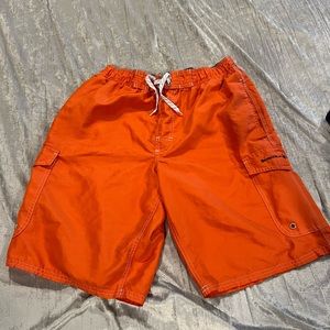 Men Beverly Hills Polo Club Orange Swim Bathing Suit Size Small